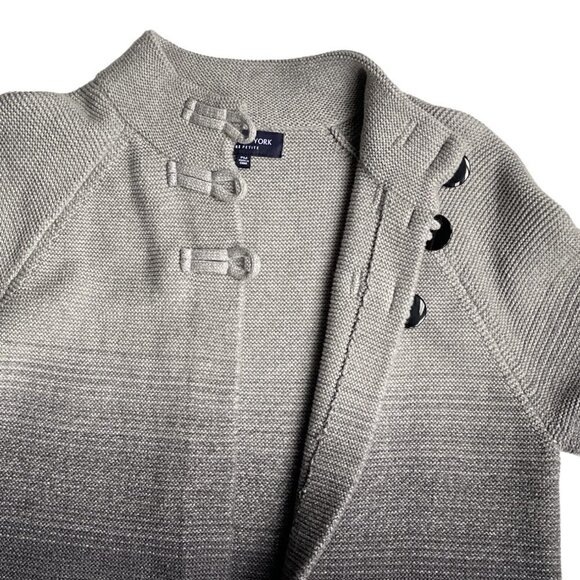 Jones New York Knit Cardigan PM Grey Black Ombre Sweater 100% Cotton Office Work - Picture 2 of 11